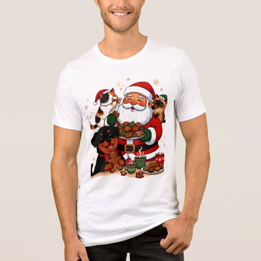 christmas, santa claus, holiday cookies, calico ca Tri-Blend shirt (Voorkant)