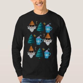 Christmas Santa Claus Hot Cocoa Christmas Trees Xm T-shirt