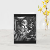Christmas Santa Claus Merry X-mas Funny Cat Selfie Kaart (Gele Bloem)