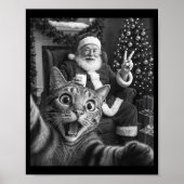 Christmas Santa Claus Merry X-mas Funny Cat Selfie Poster (Voorkant)