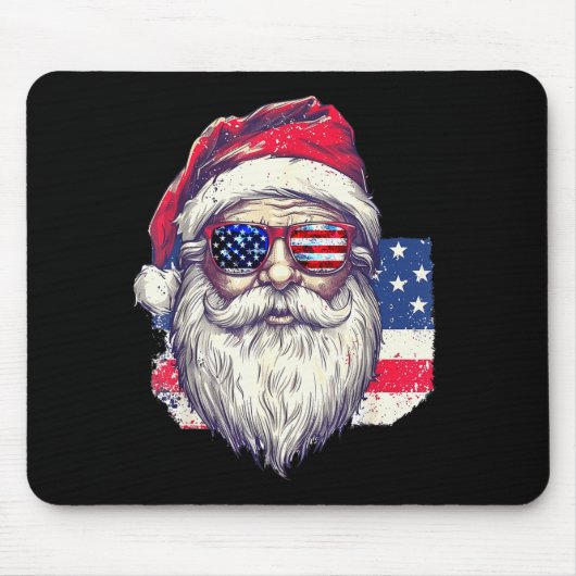 Christmas Santa Claus Patriotic Usa Sungles In Jul Muismat (Voorkant)