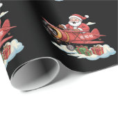Christmas Santa Claus Pilot Flying Airplane Gift Cadeaupapier (Rol Hoek)