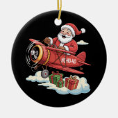 Christmas Santa Claus Pilot Flying Airplane Gift Keramisch Ornament (Voorkant)