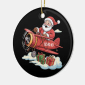 Christmas Santa Claus Pilot Flying Airplane Gift Keramisch Ornament (Links)