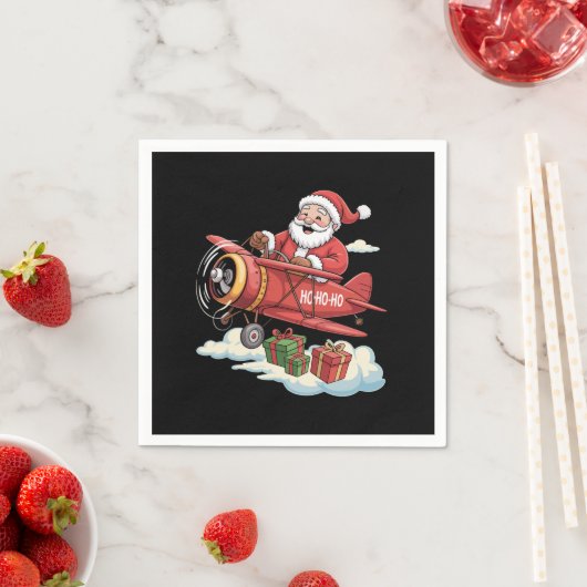 Christmas Santa Claus Pilot Flying Airplane Gift Servet (Insitu)