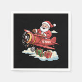 Christmas Santa Claus Pilot Flying Airplane Gift Servet (Voorkant)