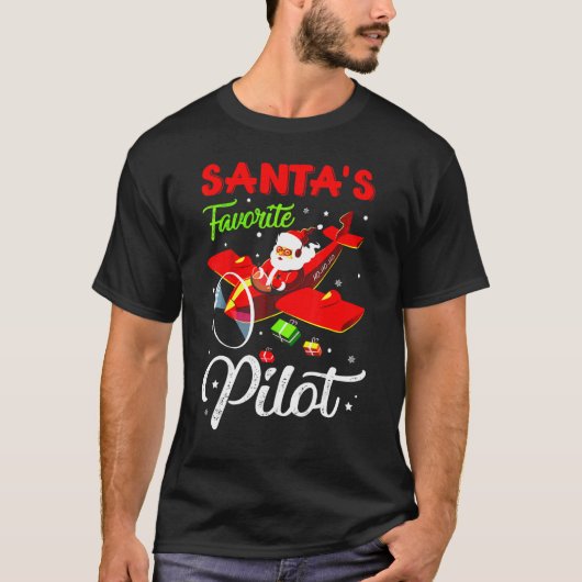 Christmas Santa Claus Pilot Flying Airplane T-shirt (Voorkant)