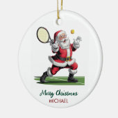 Christmas Santa claus playing tennis Personalized Keramisch Ornament (Links)