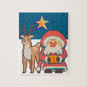 Christmas, Santa Claus, Reindeer, Pixel Art Legpuzzel