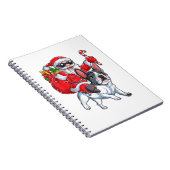 Christmas Santa Claus Riding French Bulldog Xmas B Notitieboek (Rechterzijde)