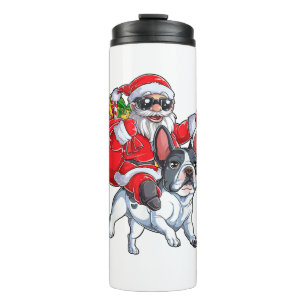 Christmas Santa Claus Riding French Bulldog Xmas B Thermosbeker