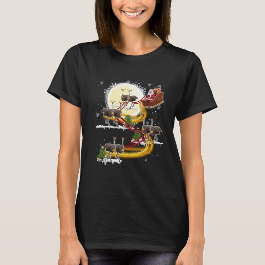 Christmas Santa Claus Riding Ostrich Ostrich Xmas  T-shirt (Voorkant)