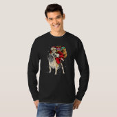 Christmas Santa Claus Riding Pug Xmas Boys Men Pug T-shirt (Voorkant volledig)