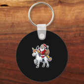 Christmas Santa Claus Riding Unicorn - Xmas Girls  Sleutelhanger (Voorkant)