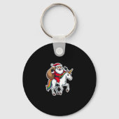 Christmas Santa Claus Riding Unicorn - Xmas Girls  Sleutelhanger (Voorkant)