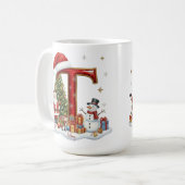 Christmas Santa Claus Snowman Elf Alphabet T  Koffiemok (Voorkant links)