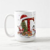Christmas Santa Claus Snowman Elf Alphabet T  Koffiemok (Links)