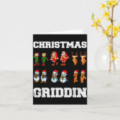 Christmas Santa Claus Snowman Reindeer Griddy Grid Kaart (Gele Bloem)