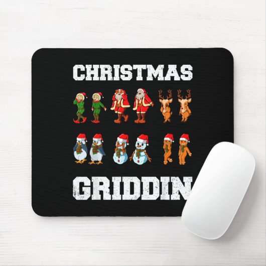 Christmas Santa Claus Snowman Reindeer Griddy Grid Muismat (Met muis)