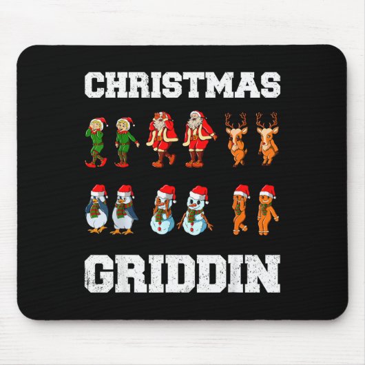 Christmas Santa Claus Snowman Reindeer Griddy Grid Muismat (Voorkant)