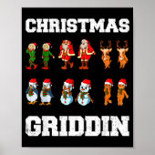 Christmas Santa Claus Snowman Reindeer Griddy Grid Poster (Voorkant)