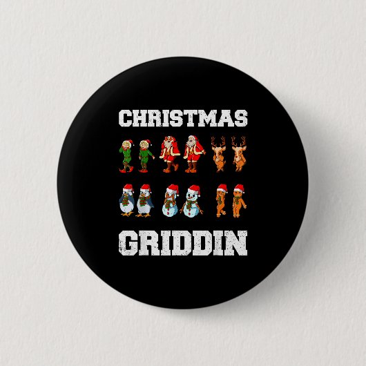 Christmas Santa Claus Snowman Reindeer Griddy Grid Ronde Button 5,7 Cm (Voorkant)