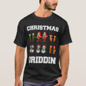 Christmas Santa Claus Snowman Reindeer Griddy Grid T-shirt (Voorkant)