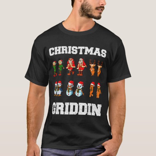 Christmas Santa Claus Snowman Reindeer Griddy Grid T-shirt (Voorkant)