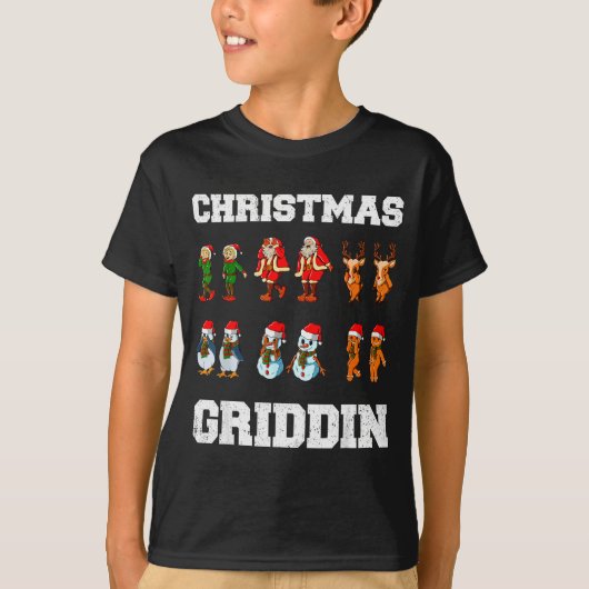 Christmas Santa Claus Snowman Reindeer Griddy Grid T-shirt (Voorkant)