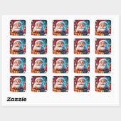 Christmas Santa Claus Vierkante Sticker (Vel)