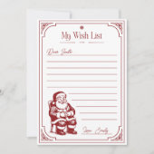 Christmas Santa Claus Wish List Kaart (Voorkant)