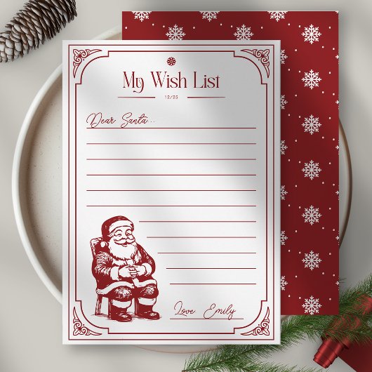 Christmas Santa Claus Wish List Kaart