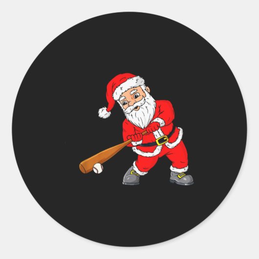 Christmas Santa Claus With Baseball Bat Boys Kids  Ronde Sticker (Voorkant)