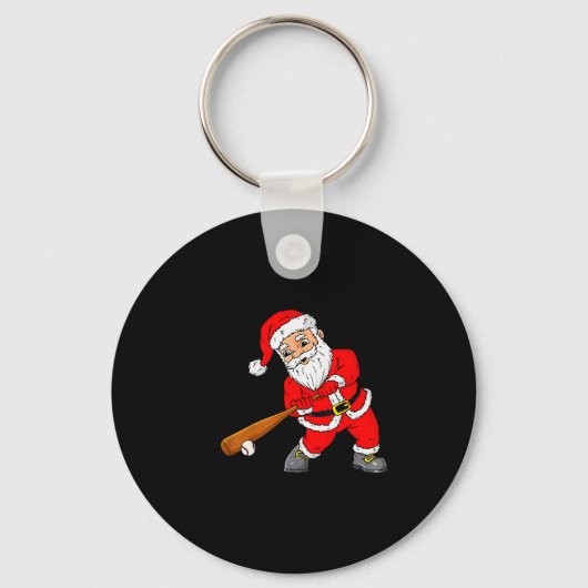 Christmas Santa Claus With Baseball Bat Boys Kids  Sleutelhanger (Voorkant)