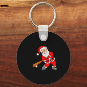 Christmas Santa Claus With Baseball Bat Boys Kids  Sleutelhanger (Voorkant)