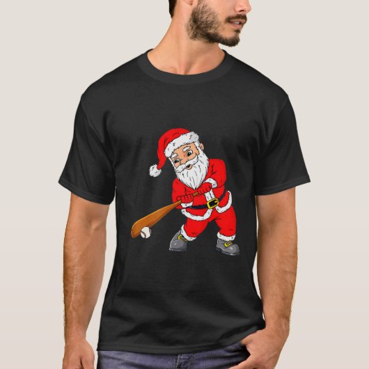 Christmas Santa Claus With Baseball Bat Boys Kids  T-shirt (Voorkant)