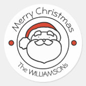 Christmas Santa Claus with Red Hat Ronde Sticker (Voorkant)