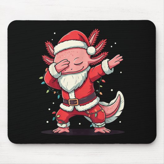 Christmas Santa Costume Dabbing Axolotl Xmas Light Muismat (Voorkant)