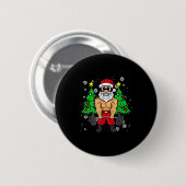 Christmas Santa Deadlift Xmas Weightlift Gym Men W Ronde Button 5,7 Cm (Voorkant /achterkant)