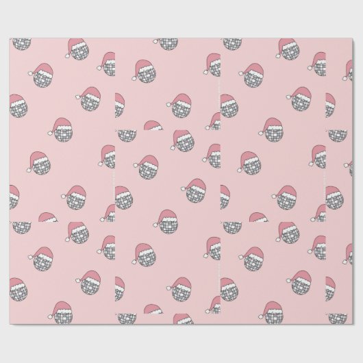 Christmas Santa disco roze Cadeaupapier (Vlak)
