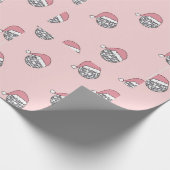 Christmas Santa disco roze Cadeaupapier (Hoek)