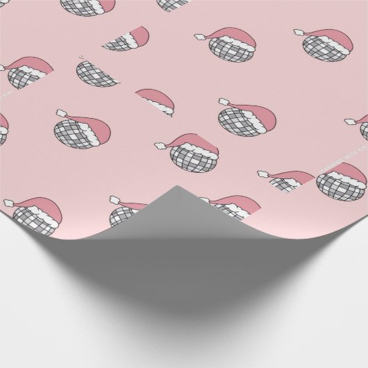 Christmas Santa disco roze Cadeaupapier (Hoek)