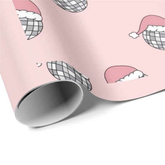 Christmas Santa disco roze Cadeaupapier (Rol Hoek)