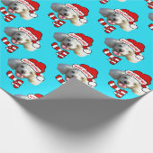 Christmas Santa Dog Custom Photo Pattern Cadeaupapier (Hoek)