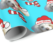 Christmas Santa Dog Custom Photo Pattern Cadeaupapier (Rol Hoek)