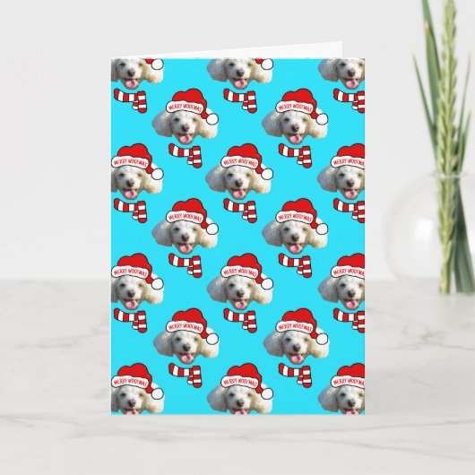 Christmas Santa Dog Custom Photo Pattern Kaart (Voorkant)
