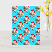 Christmas Santa Dog Custom Photo Pattern Kaart (Gele Bloem)