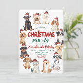 Christmas Santa Dog Lovers Theme Birthday Paw-ty  Kaart (Staand voorkant)