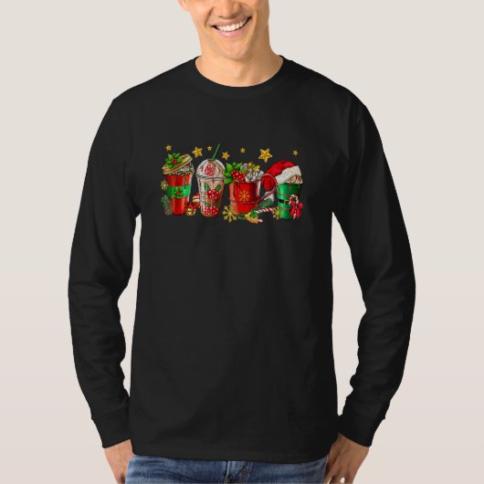 Christmas Santa Elf Coffee Hot Cocoa Sweets Winter T-shirt (Voorkant)