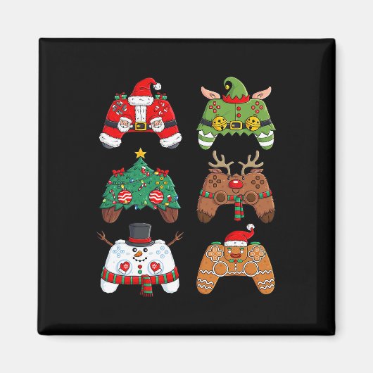 Christmas Santa Elf Gaming Controllers Fun Xmas Bo Magneet (Voorkant)